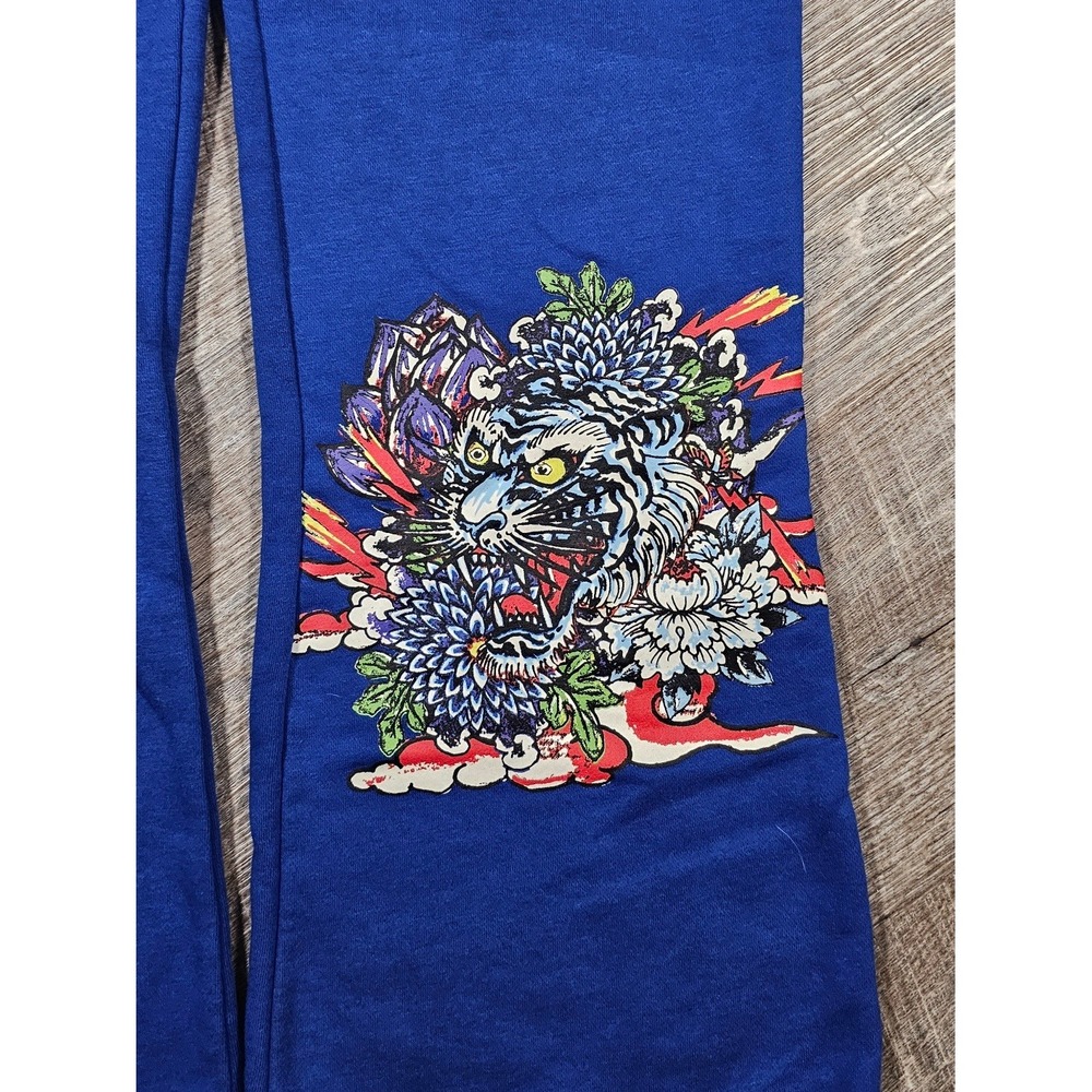 Ed Hardy Tattoos Royal Blue Wide Leg Sweatpants Tiger Graphic Y2K Small - Picture 5 of 9